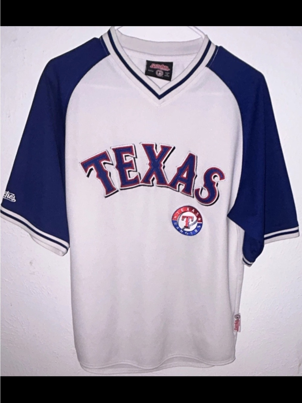 Stitches Texas Rangers MLB Baseball Jersey Medium White Blue